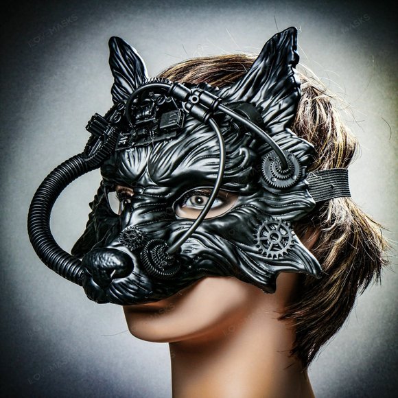 Steampunk Wild Wolf Cosplay Costume Halloween Mask - Picture 2 of 7